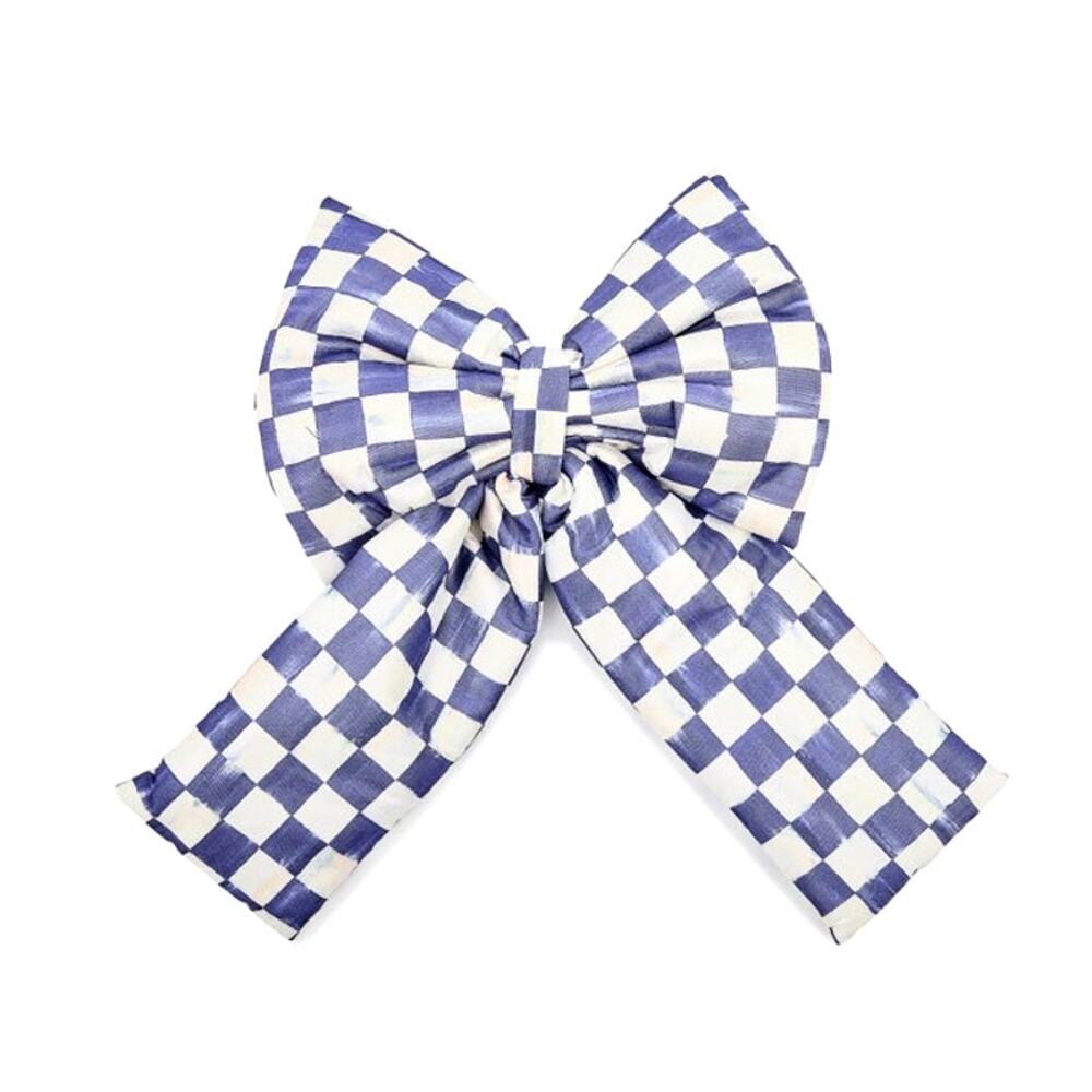 NEW Mackenzie-Childs Violet Check Large Bow 12x17
